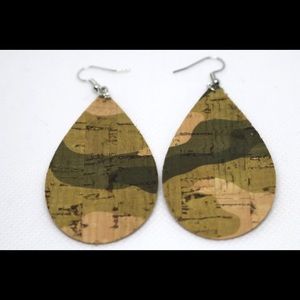 Camo cork leather earrings